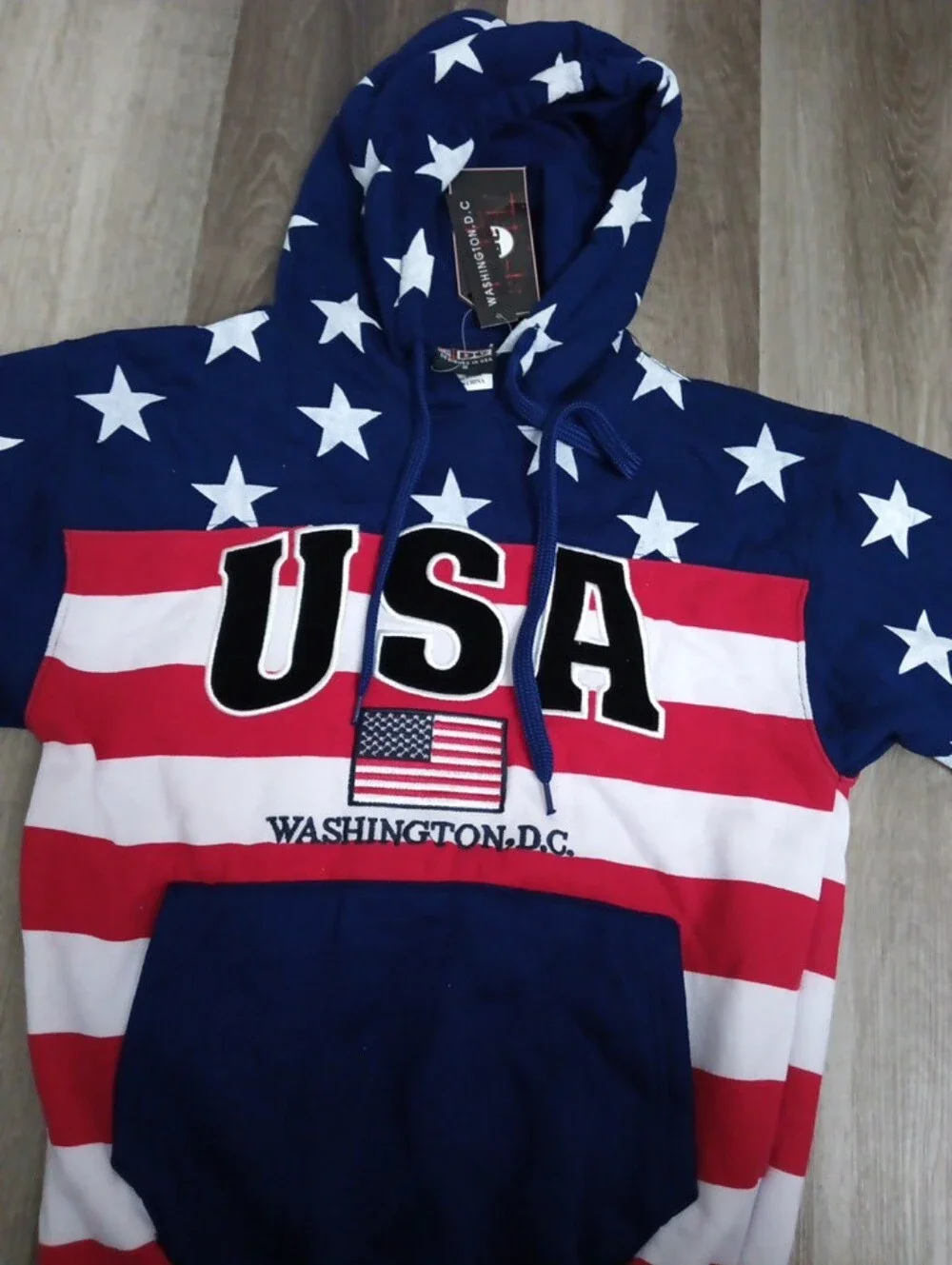 DC USA Flag Pullover Hoodie - Blue/Red/White